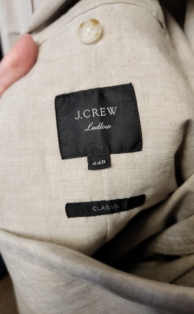 J Crew Men's Size XL 44  Beige Linen Blend Sport Coat Ludlow Classic