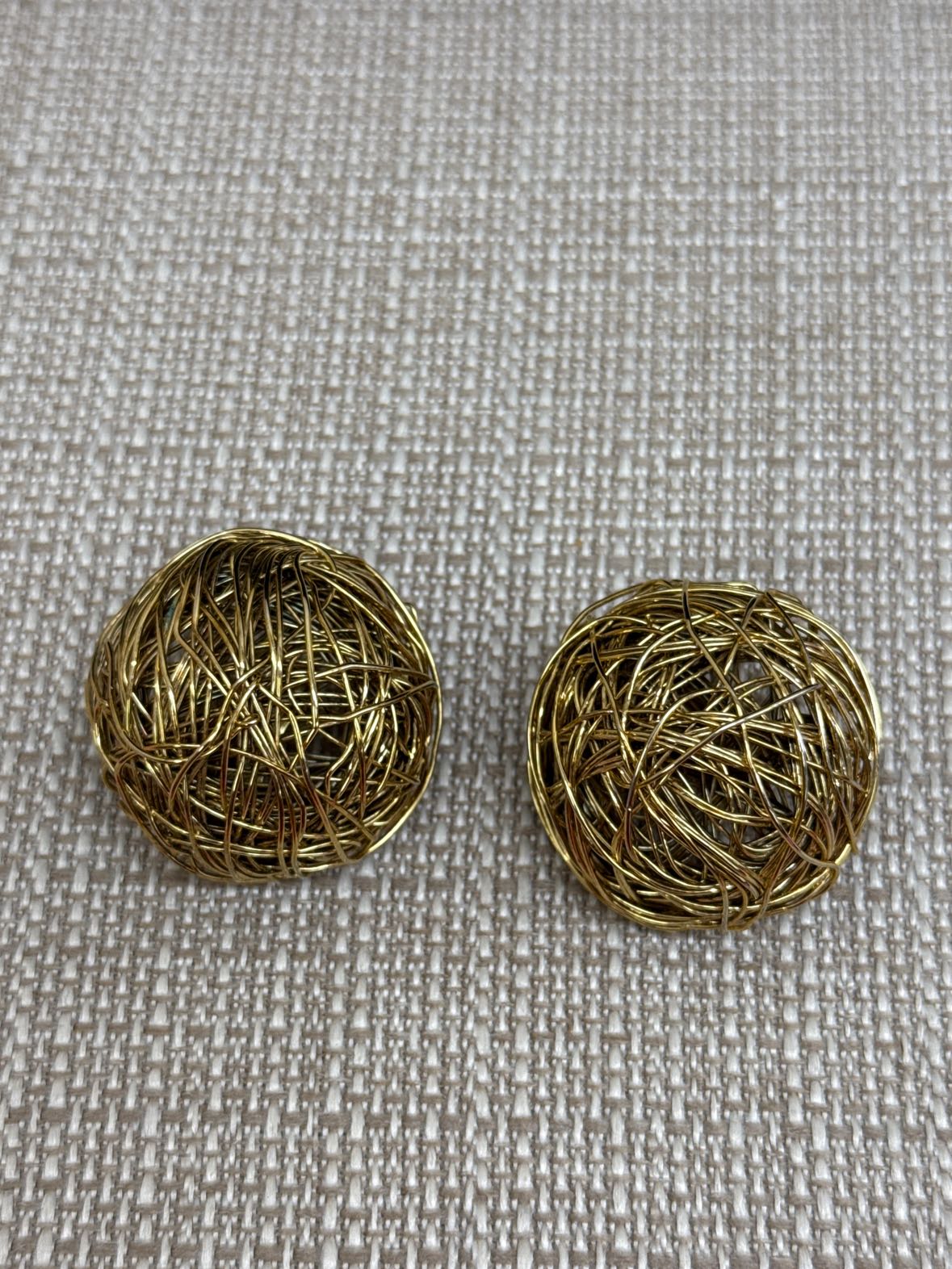 Gold Wire Wrapped Clip-on Earrings