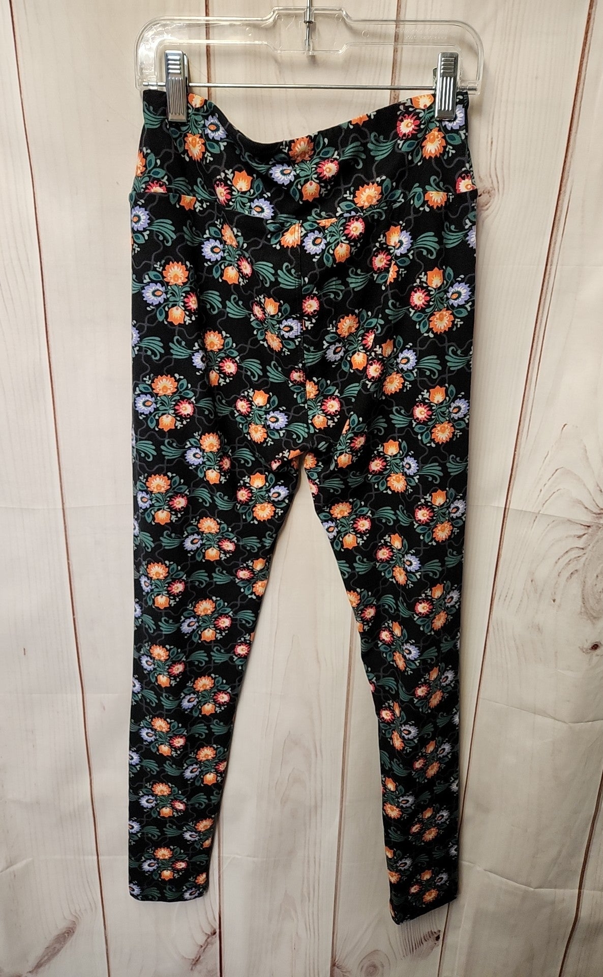 Lularoe Women's Size One Size Black Floral Leggings
