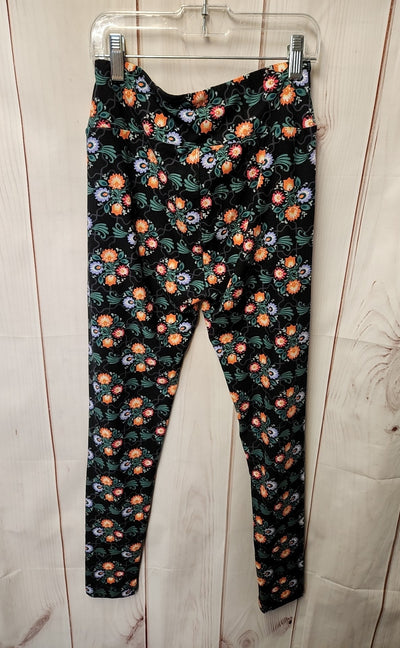 Lularoe Women's Size One Size Black Floral Leggings