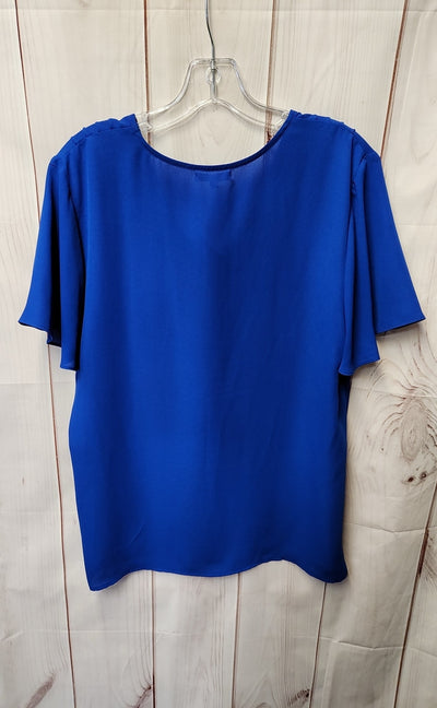 Pleione Women's Size L Blue Short Sleeve Top