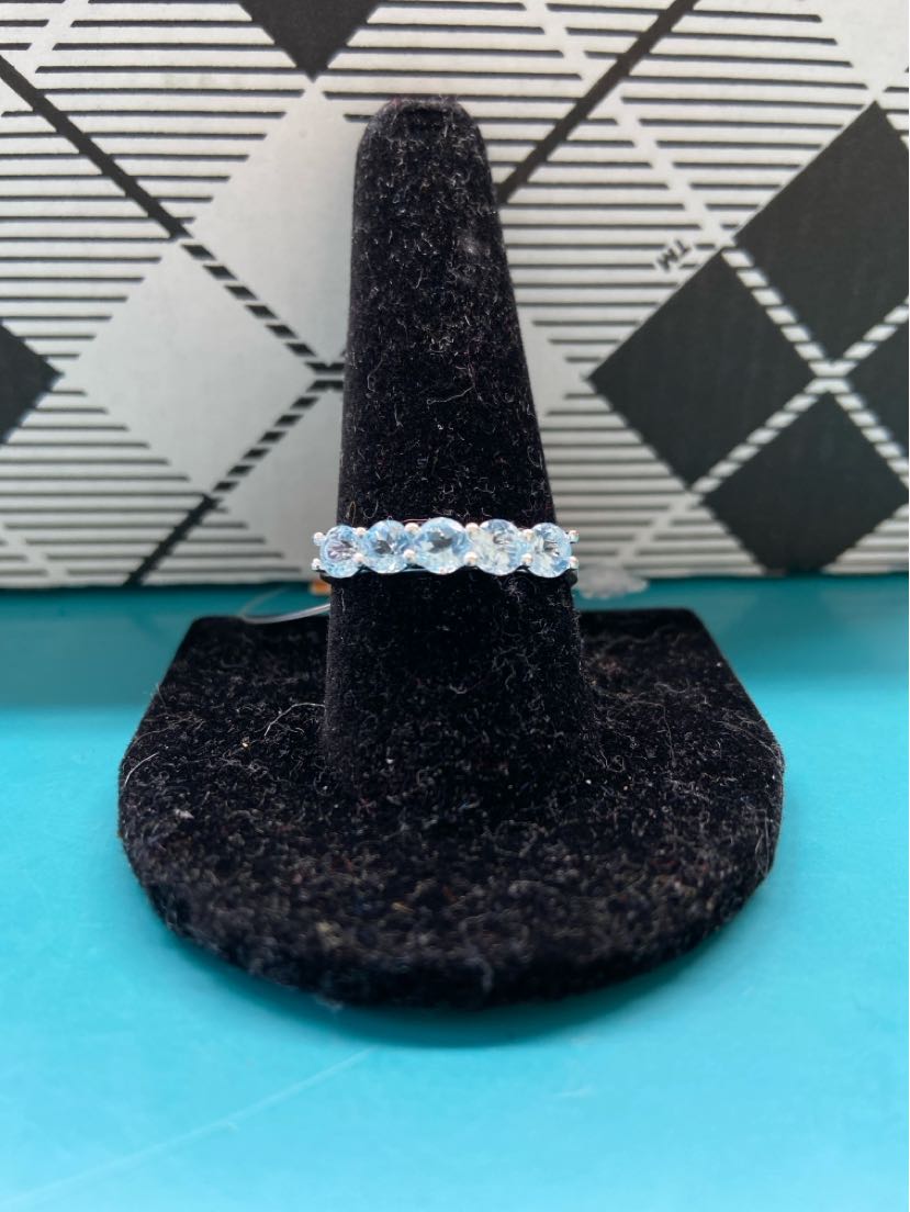 .925 Sterling Silver Size 10 Blue Stone Ring