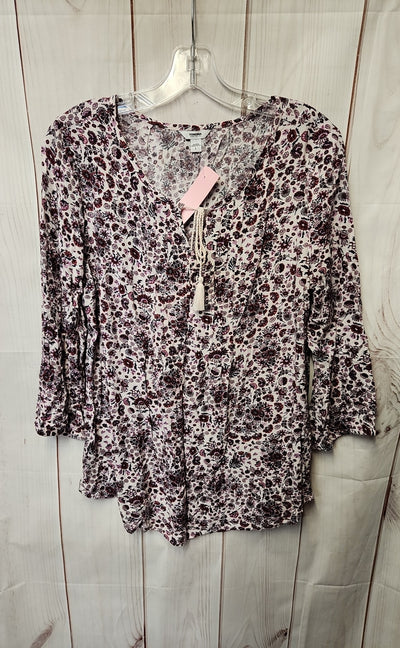 Sonoma Women's Size L Purple Floral 3/4 Sleeve Top