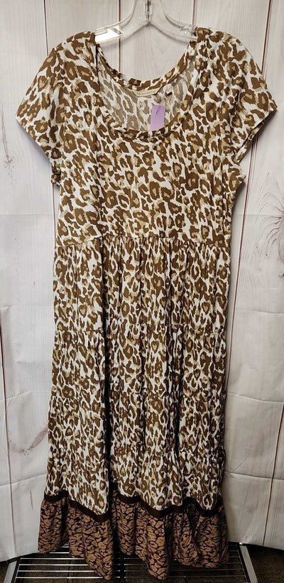 Soft Surroundings Women's Size XL Brown Animal Print Dress