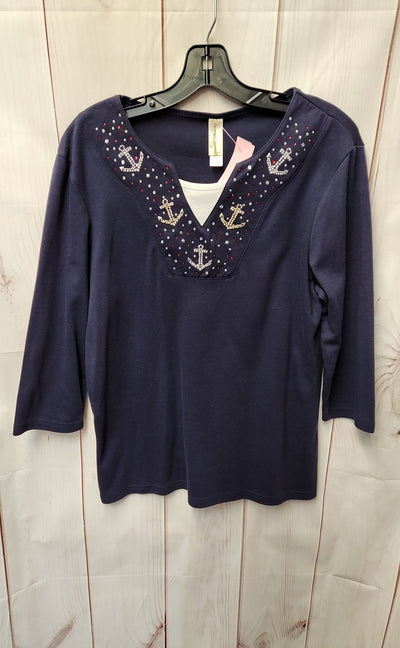 Decorated Originals Women's Size L Navy 3/4 Sleeve Top