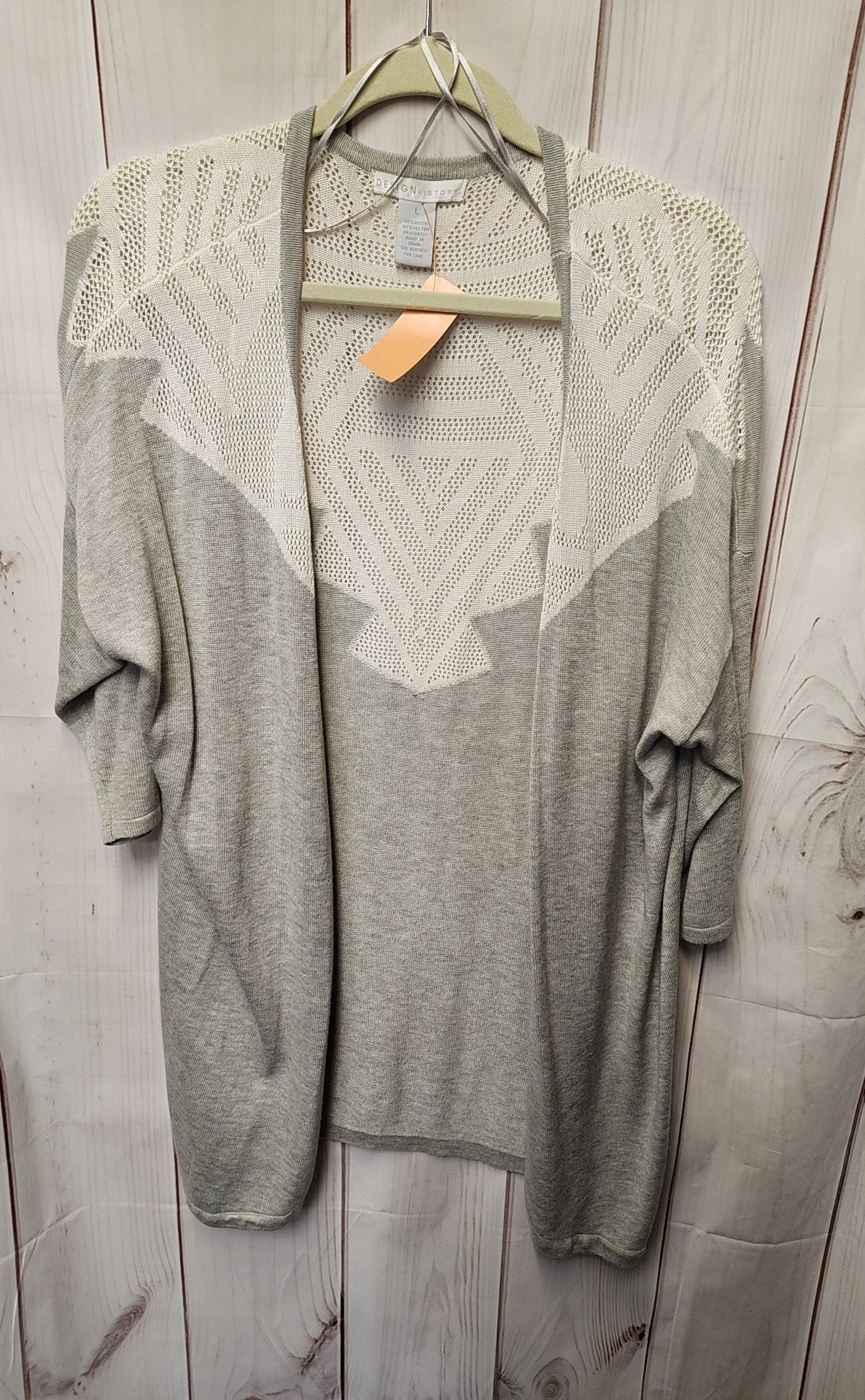 Design History Women's Size L White & Gray Cardigan