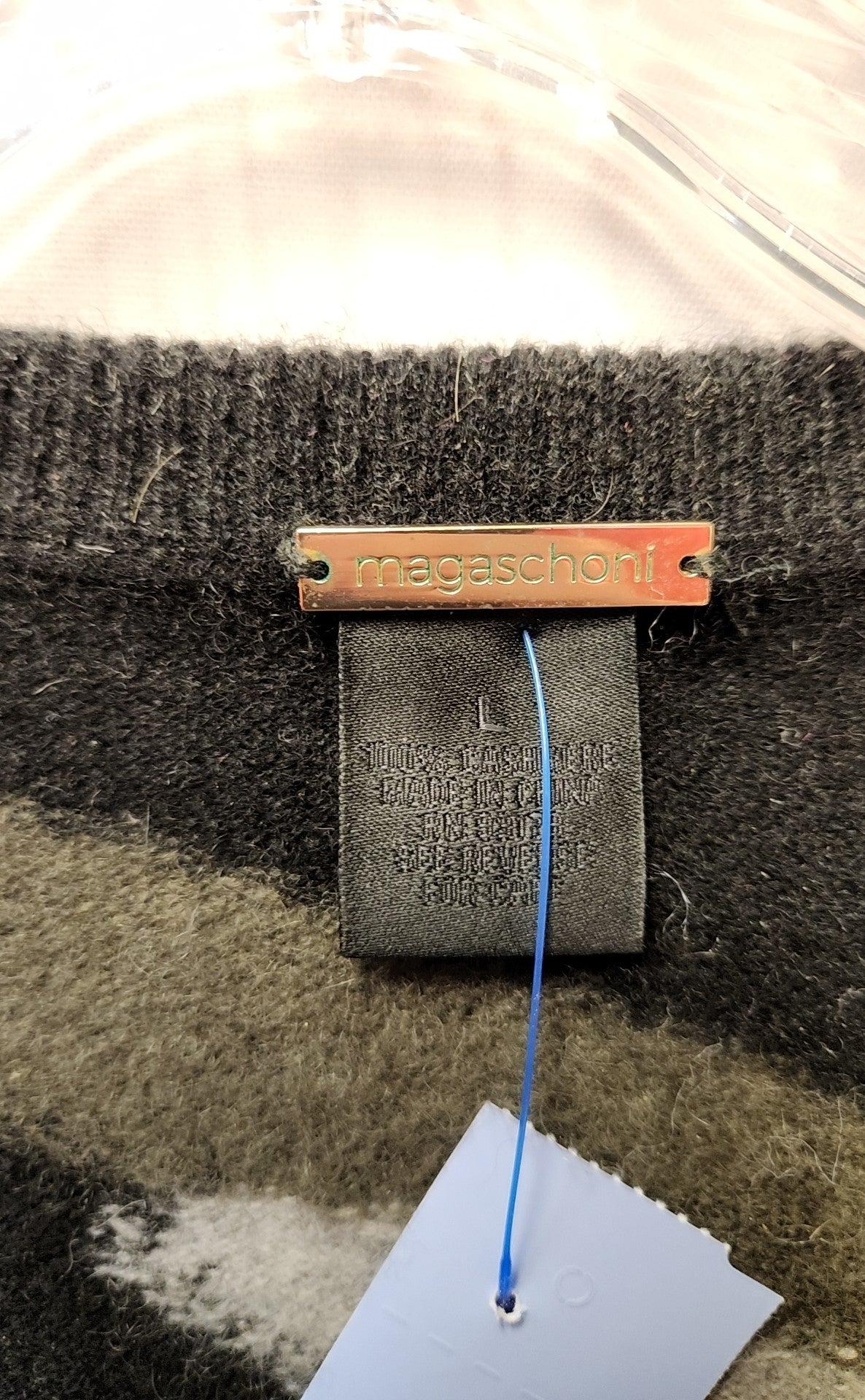 Magaschoni Women's Size L Black & Gray Cashmere Camo Sweater