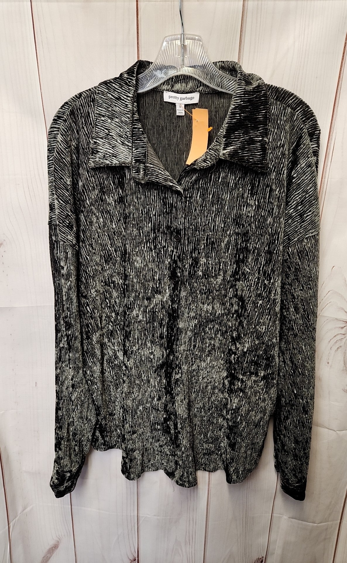 Pretty Garbage Women's Size S Gray Velour Long Sleeve Top