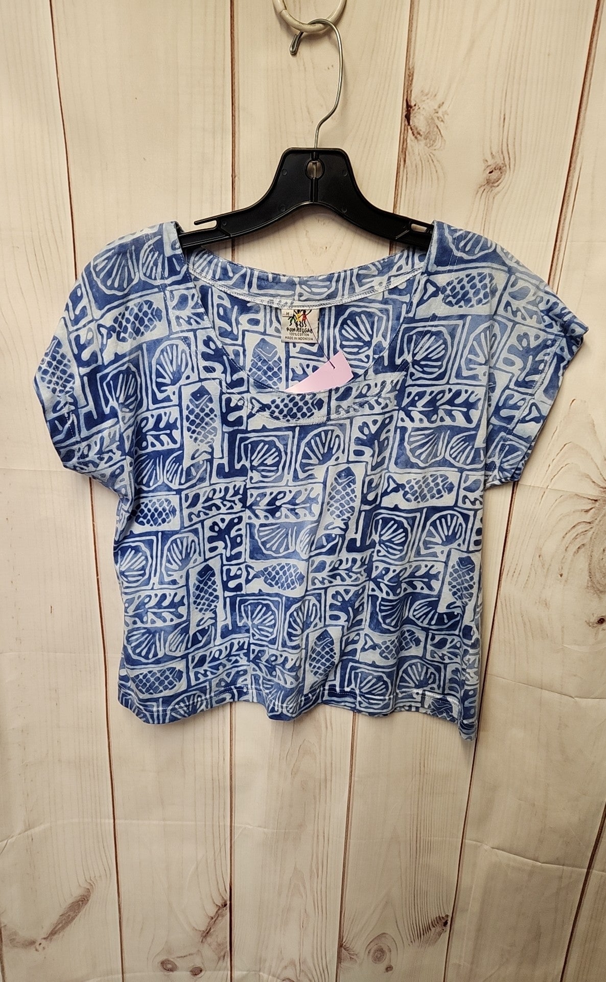 Rum Reggae Women's Size M Blue Short Sleeve Top