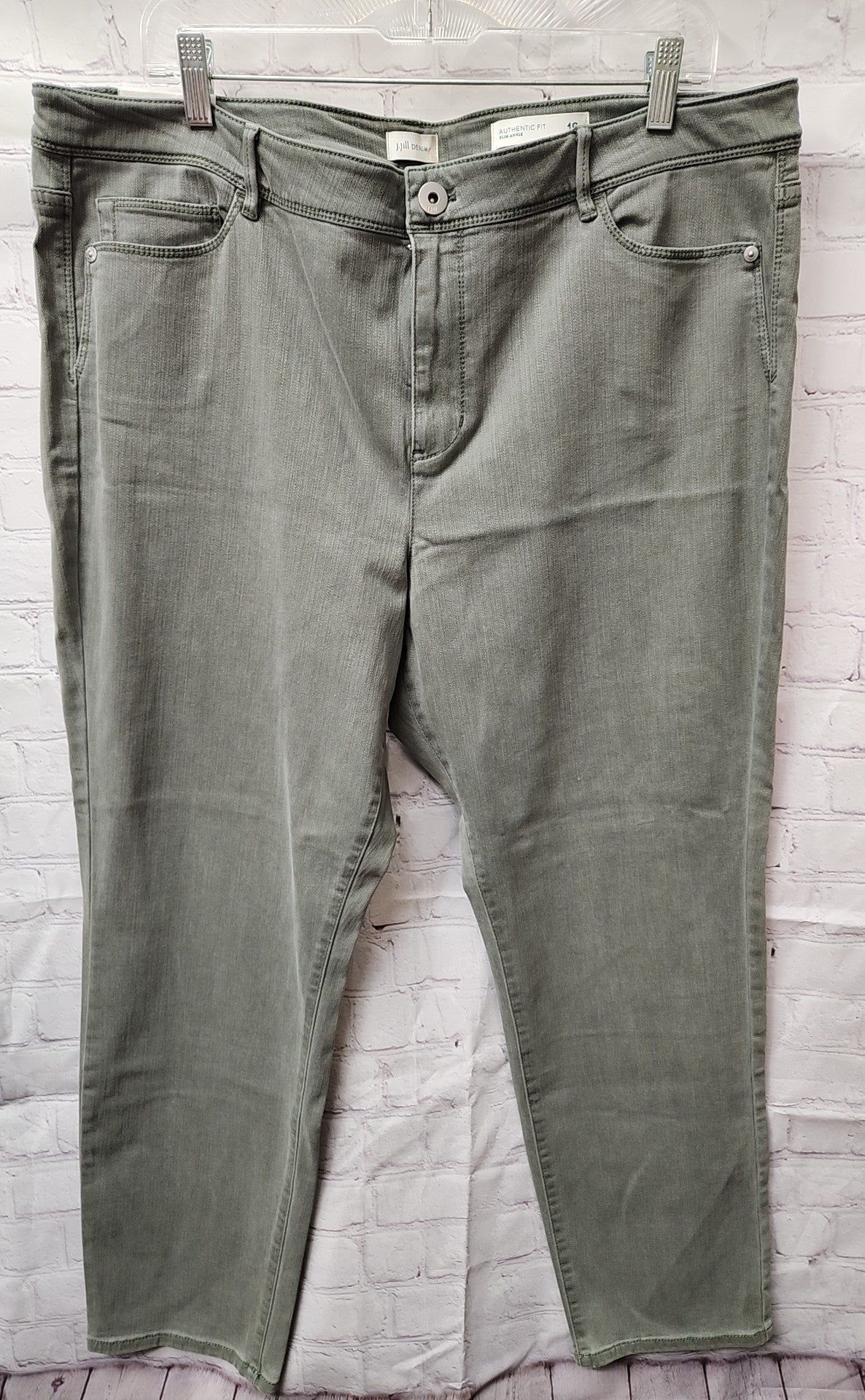 J Jill Women's Size 34 (18/1X) Green Jeans Authentic Fit Slim Ankle