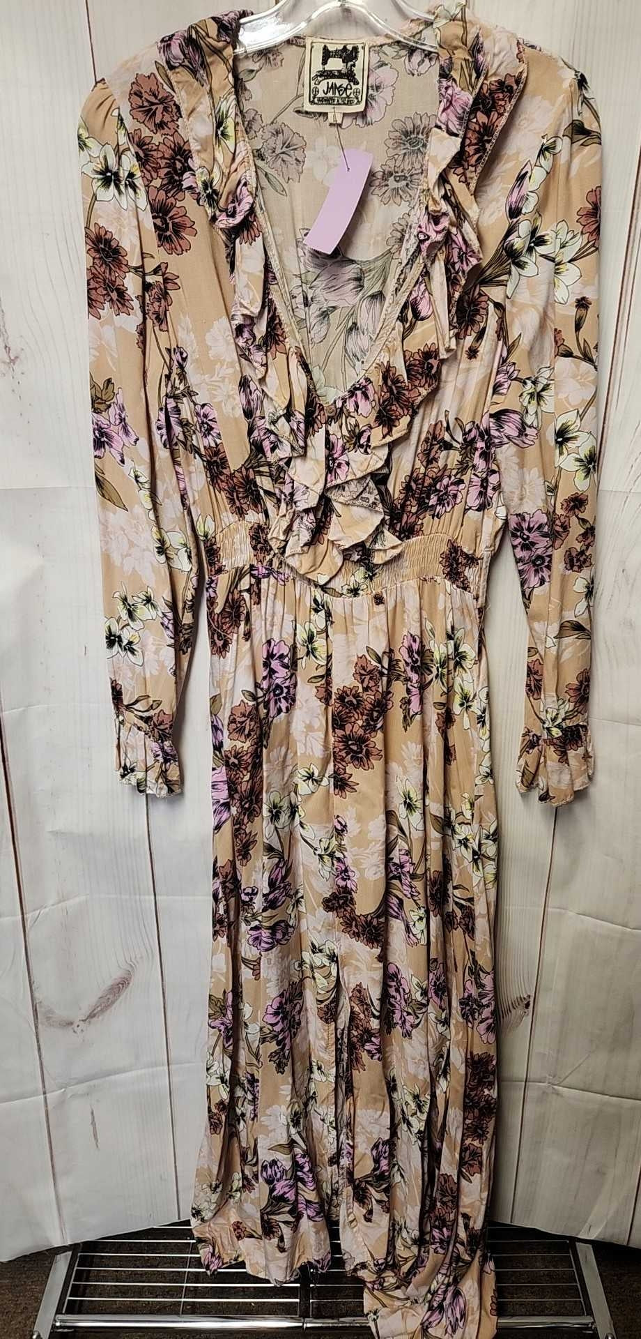 Jaase Women's Size L Peach Floral Dress