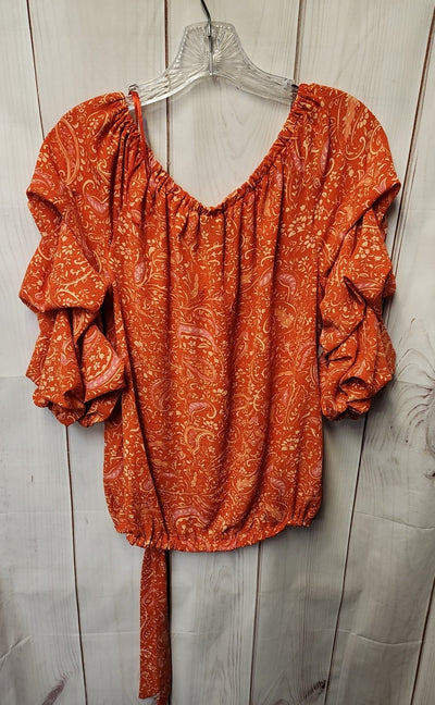 Cece Women's Size M Orange 3/4 Sleeve Top