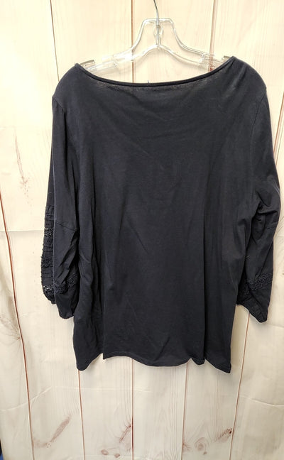Talbots Women's Size 1X Black 3/4 Sleeve Top