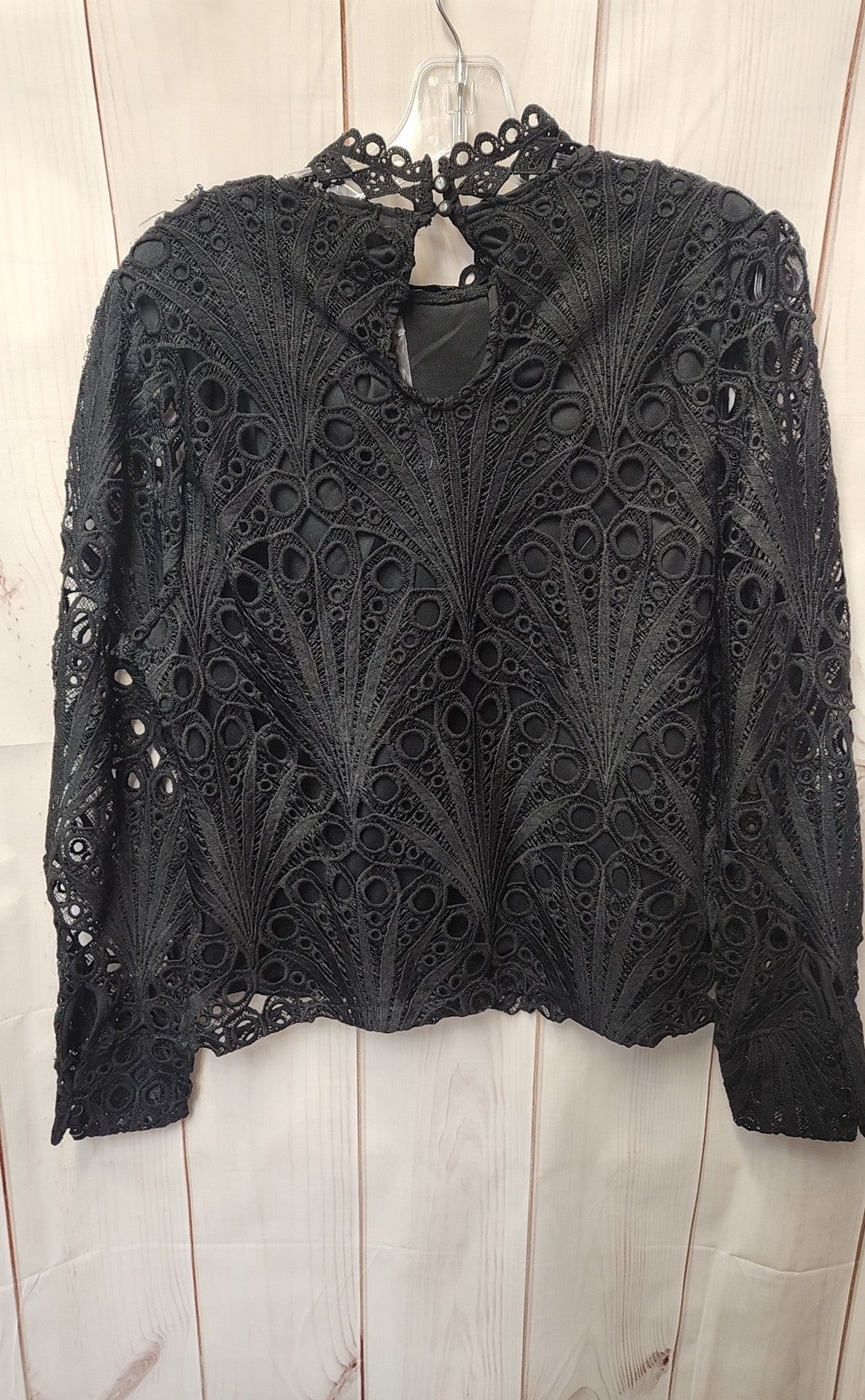 Ultra Pink Women's Size L Black Lace Long Sleeve Top