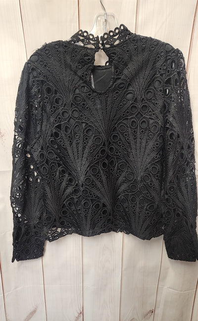 Ultra Pink Women's Size L Black Lace Long Sleeve Top