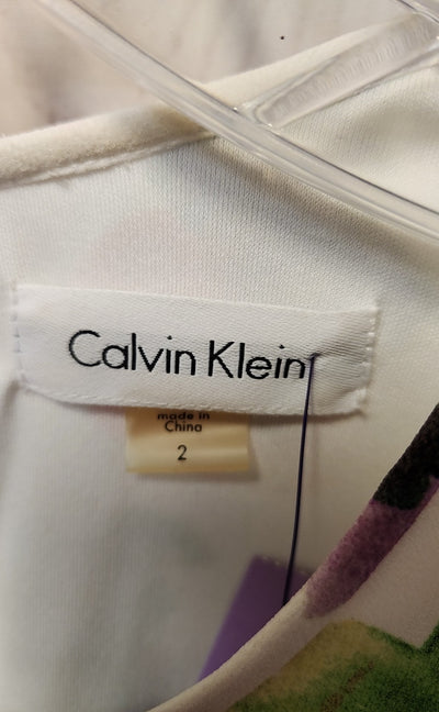 Calvin Klein Women's Size 2 White Floral Dress