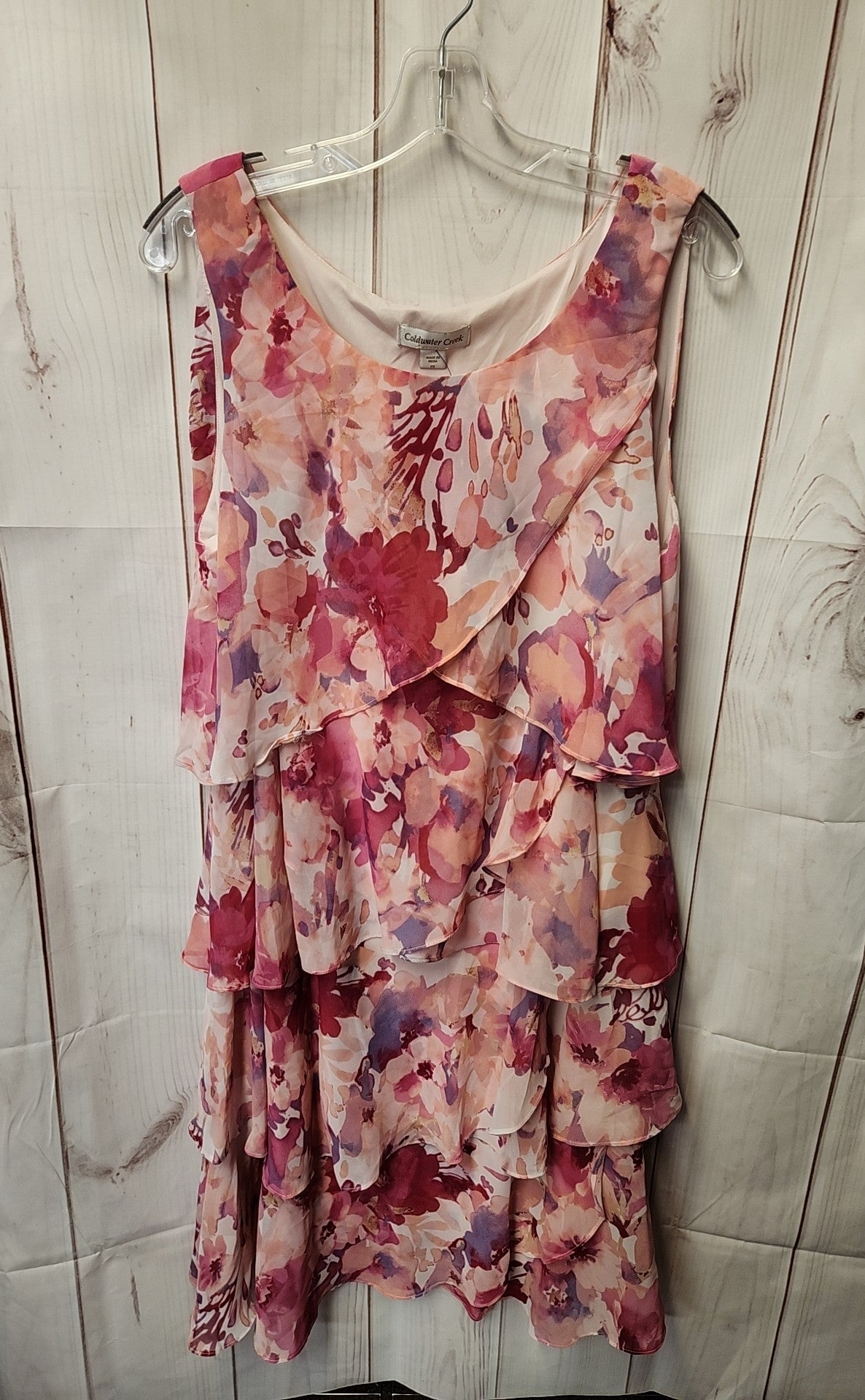 Coldwater Creek Women's Size 1X Pink Floral Dress