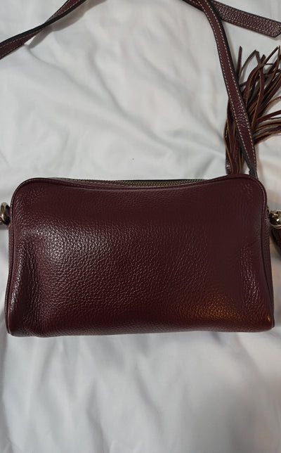 Valentino Maroon Dollaro Mila Miele Leather Tassel Shoulder Purse Bag