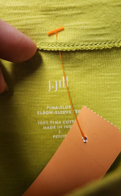 J Jill Women's Size S Petite Lime Green Short Sleeve Top