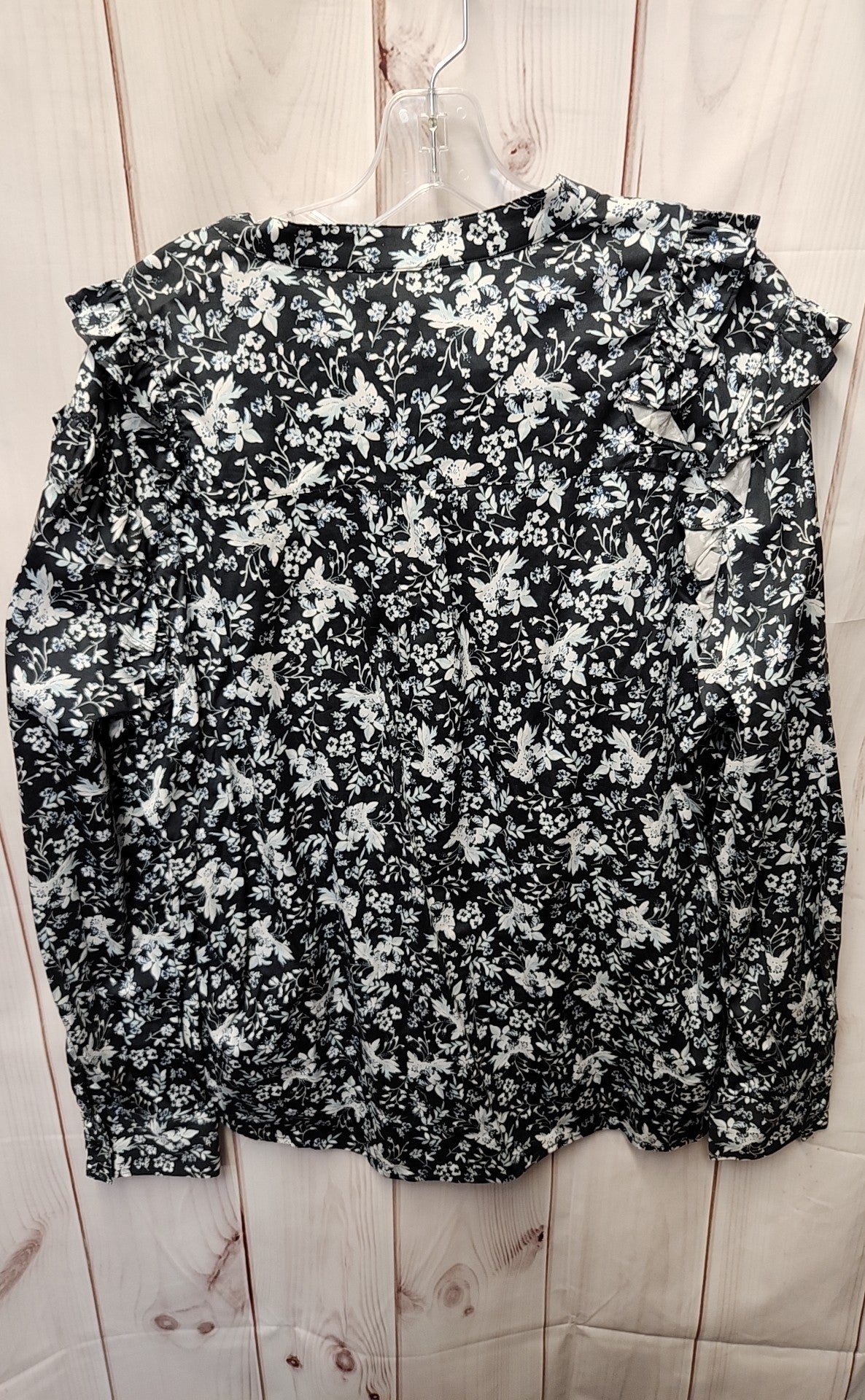Erdem X Universal Standard Women's Size M Navy Floral Long Sleeve Top Button up