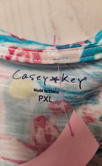 Casey Key Women's Size XL Petite Green & Pink Floral 3/4 Sleeve Top