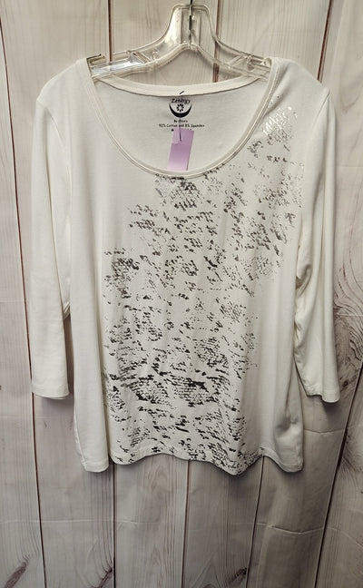 Zenergy - Chico's Women's Size 3= US XL White 3/4 Sleeve Top