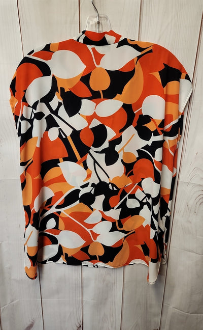 Nine West Women's Size 1X Orange & Blue Floral Sleeveless Top