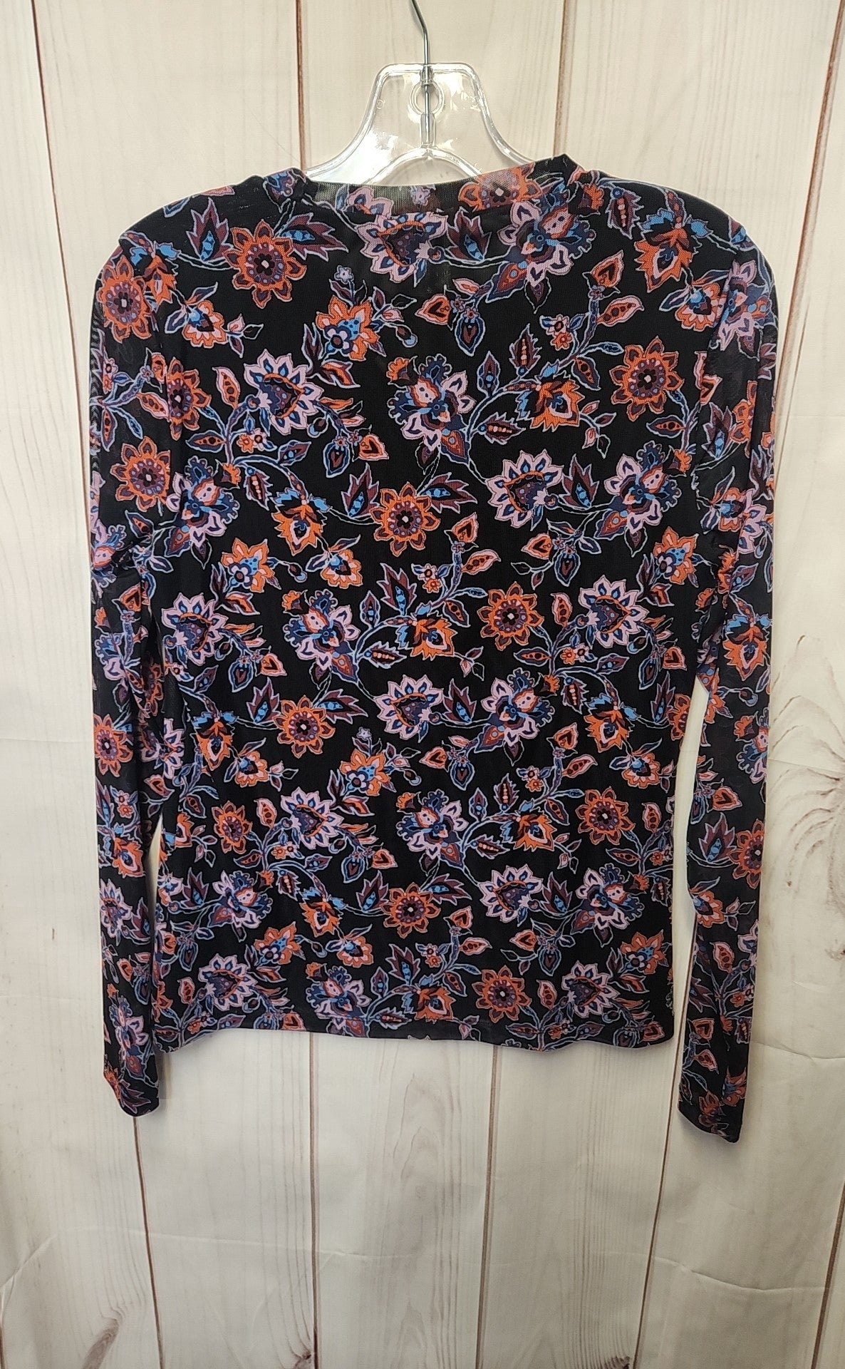 Banana Republic Women's Size S Black & Purple Floral Long Sleeve Top