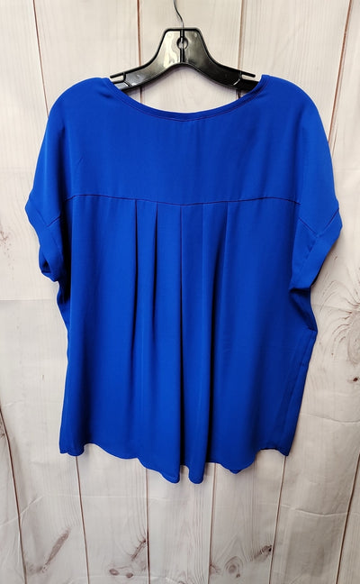 Pleione Women's Size XL Blue Short Sleeve Top