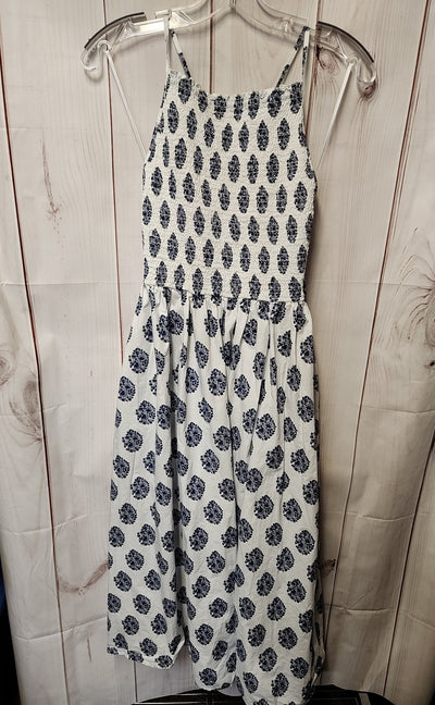 J Crew Women's Size L White & Blue Dress