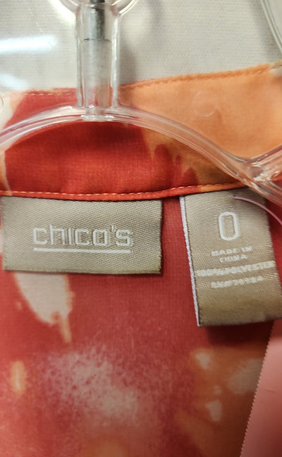 Chico's Women's Size 0 = US S Pink Floral 3/4 Sleeve Top