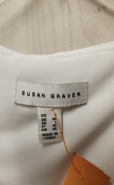 Susan Graver Women's Size L White Short Sleeve Top