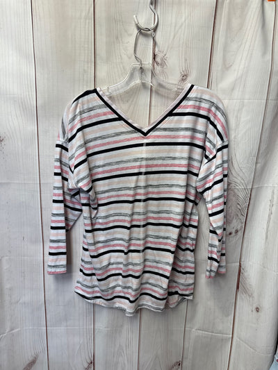 Talbots Women's Size L White & Pink 3/4 Sleeve Top