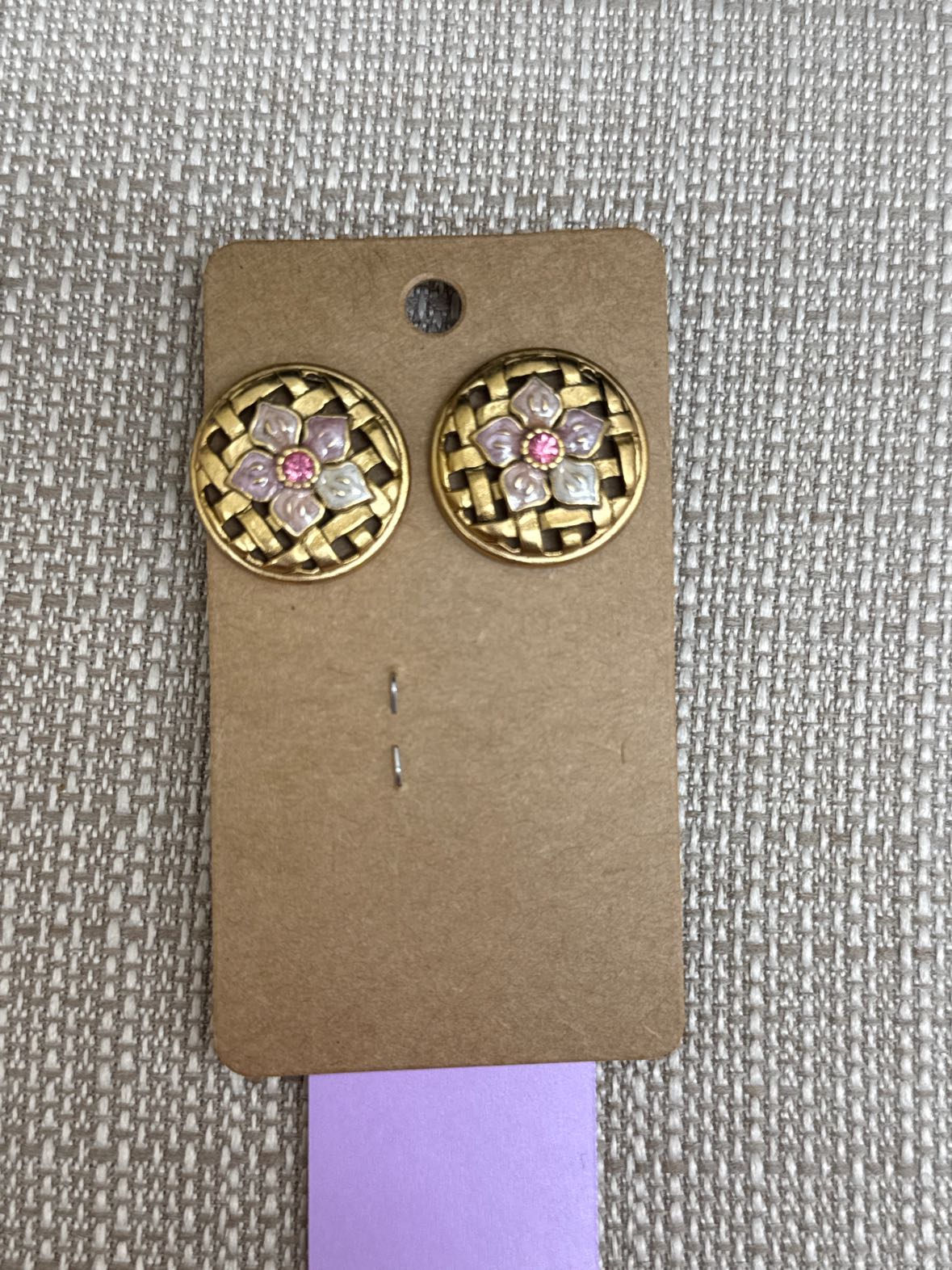 Woven Gold Flower Stud Earrings