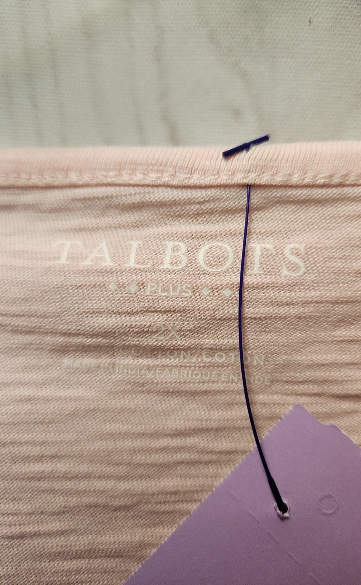 Talbots Women's Size 2X Pale Pink Short Sleeve Top