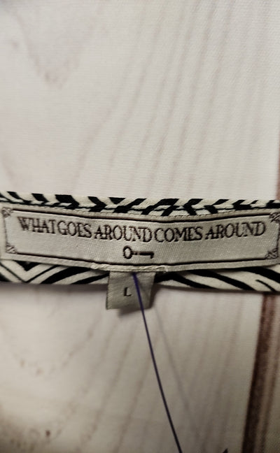 What Goes Around Comes Around Women's Size L Black & White Long Sleeve Top
