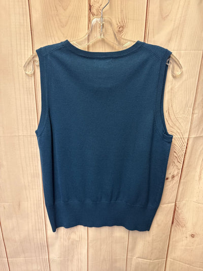 Audrey & Grace Women's Size L Petite Blue Sleeveless Top