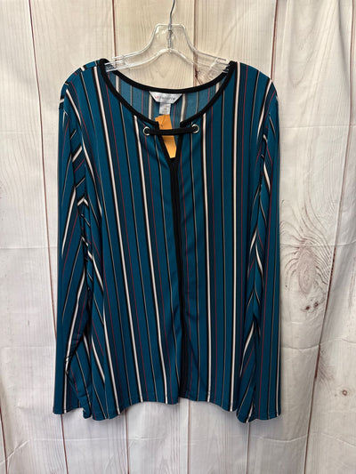 Liz Claiborne Women's Size 2X Teal Long Sleeve Top