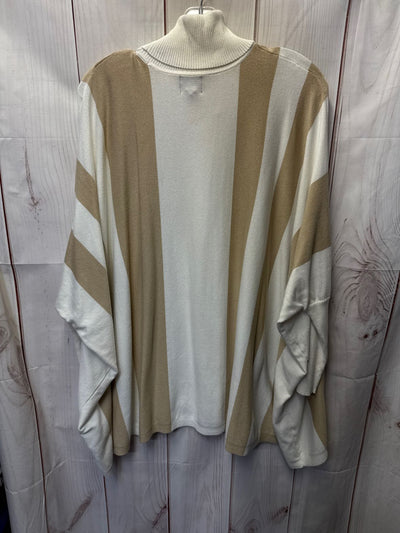 JM Collection Women's Size XL White & Tan Poncho