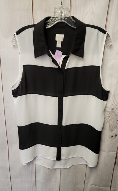 Chico's Women's Size 2 = US L Black & White Sleeveless Top