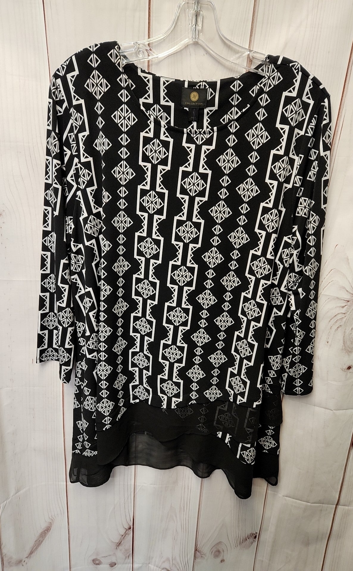 JM Collection Women's Size L Black 3/4 Sleeve Top