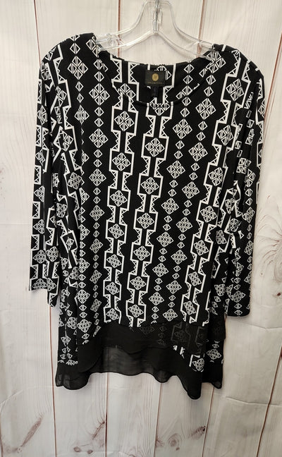 JM Collection Women's Size L Black 3/4 Sleeve Top