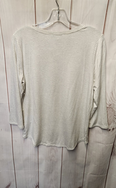Green Envelope Women's Size S White & Gray 3/4 Sleeve Top
