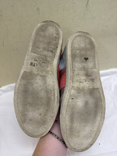 Greats Charlie Distressed Women's Size 8 Silver & Pink Sneakers Shoes