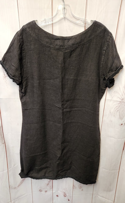Haris Cotton Women's Size L Black Linen Dress