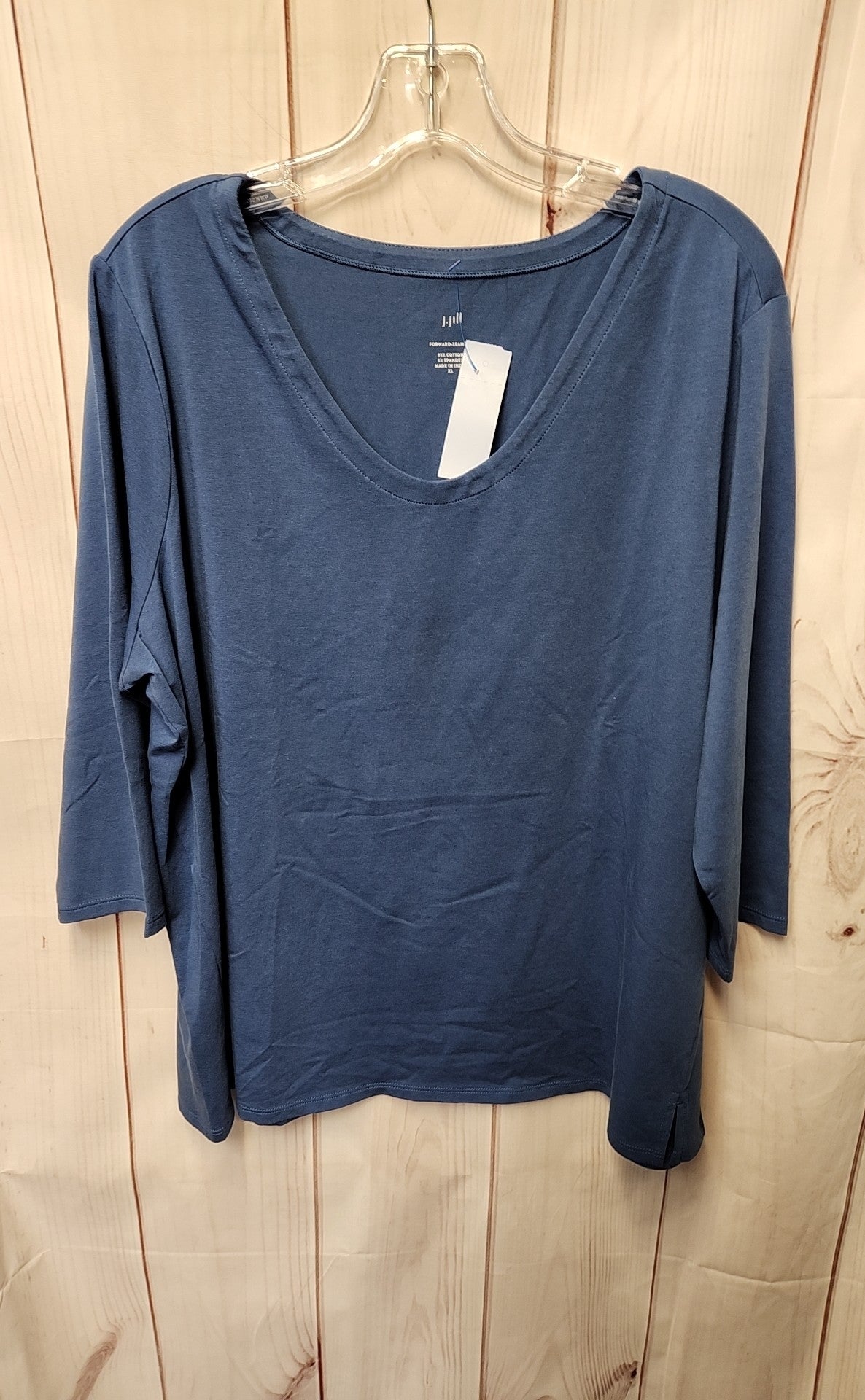 J Jill Women's Size XL Blue 3/4 Sleeve Top