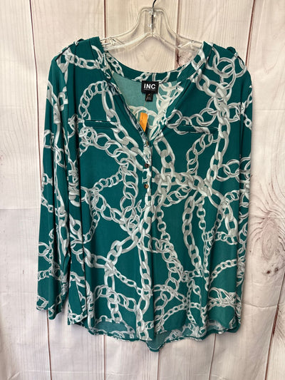 INC Women's Size 1X Green Long Sleeve Top