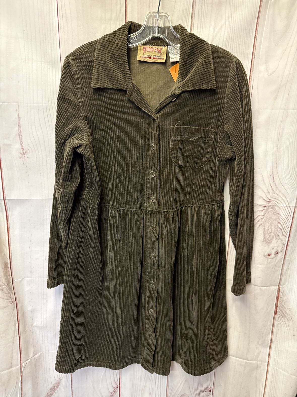 Studio Ease Women's Size 6 Olive Green Corduroy Dress