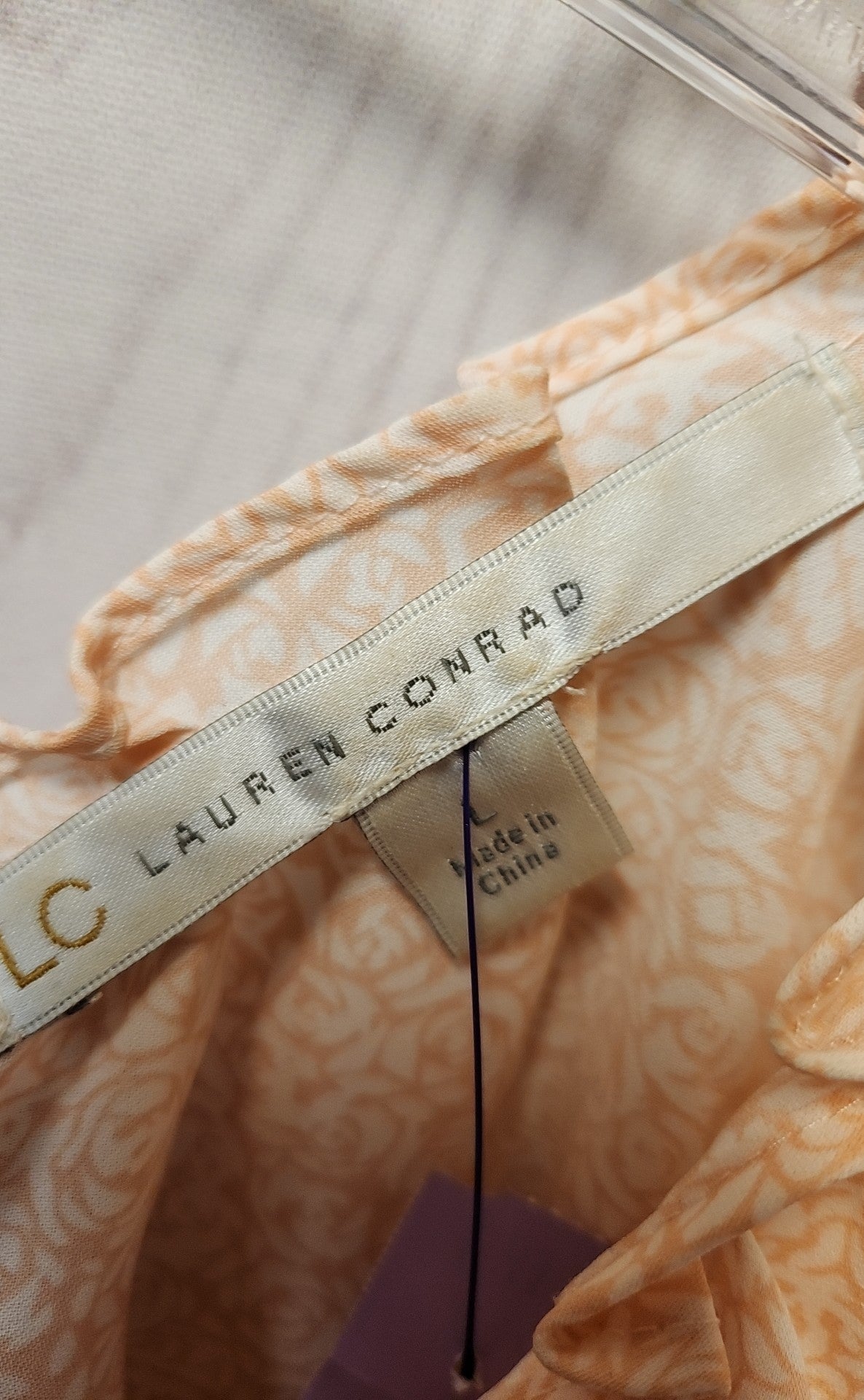 Lauren Conrad Women's Size L Peach Floral Sleeveless Top