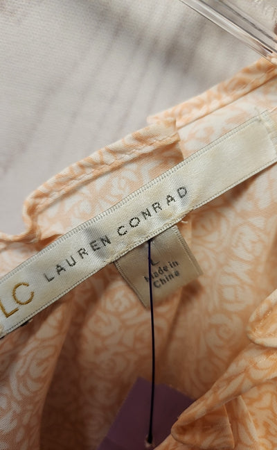 Lauren Conrad Women's Size L Peach Floral Sleeveless Top